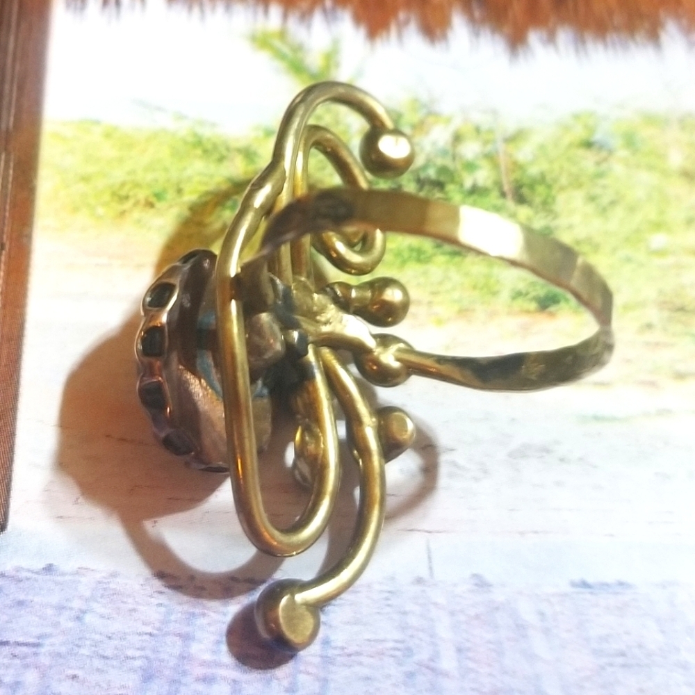 RARE Jack Boyd Brutalist Modernist Bronze Sterling Tiger's Eye Ring - Picture 8 of 10